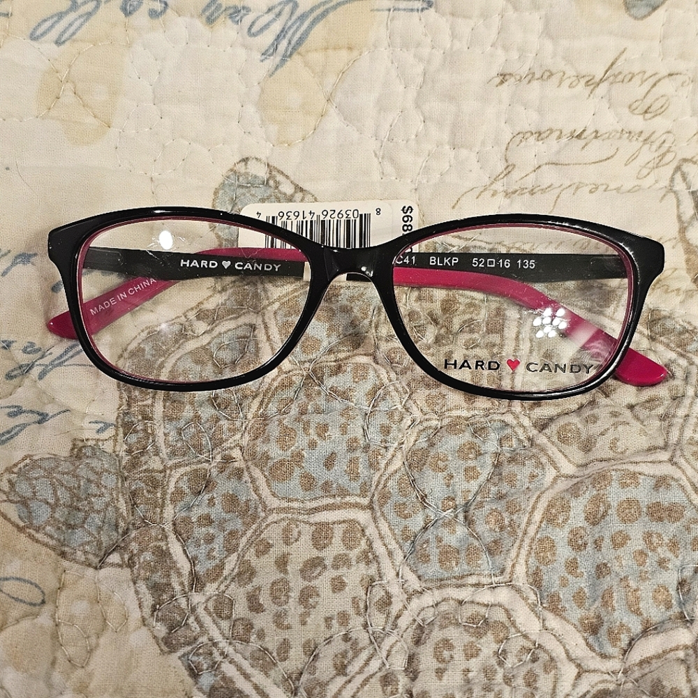 NWT Hard Candy size 52□ 16-135 fusia & black plastic glass frame | $68